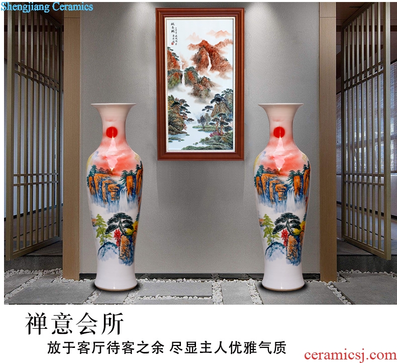 Jingdezhen ceramics hand-painted sunrise landscape painting big vase sitting room of Chinese style household furnishing articles opening gifts