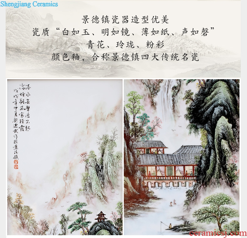 Jingdezhen ceramic hand-painted ceramic four landscape painter porcelain plate in the sitting room adornment screen background wall hangs a picture