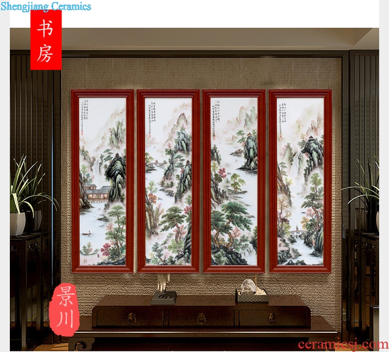 Jingdezhen ceramic hand-painted ceramic four landscape painter porcelain plate in the sitting room adornment screen background wall hangs a picture