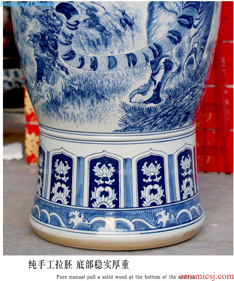 Blue and white porcelain of jingdezhen ceramics hand-painted sublime was the tiger of large vase decoration to the hotel lobby furnishing articles