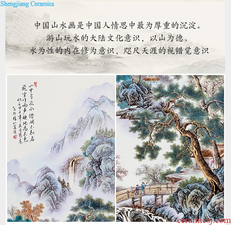 Jingdezhen porcelain plate painting pastel landscapes four screen home sitting room of Chinese style sofa setting wall adornment that hang a picture