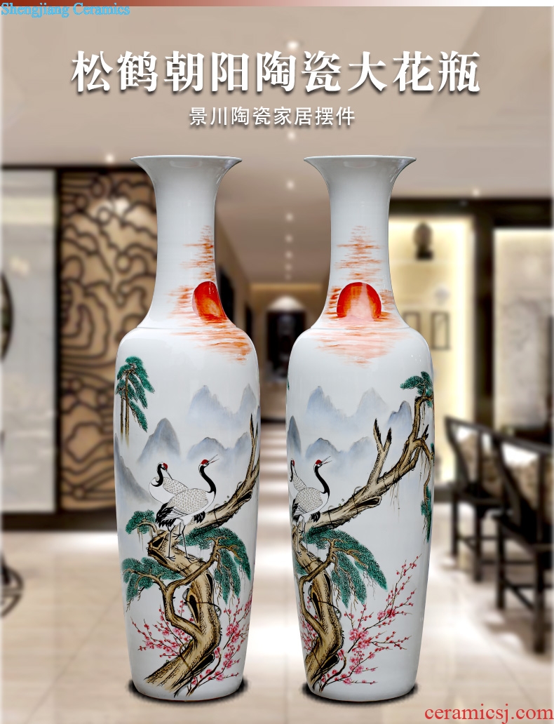 Jingdezhen ceramic hand-painted pine crane chaoyang landing big ceramic vase home sitting room place opening gifts