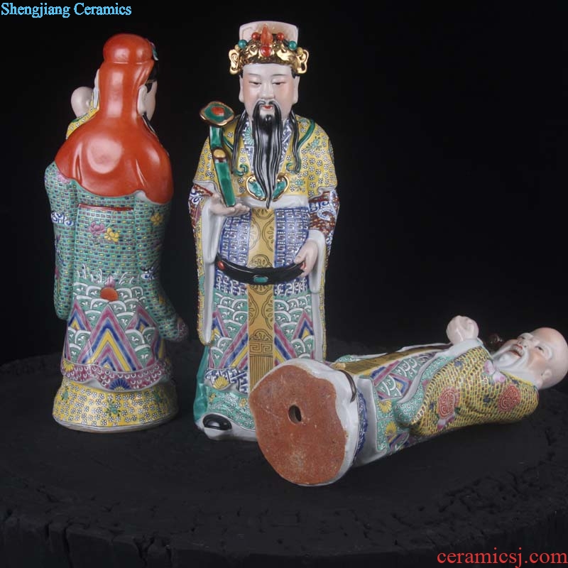 Jingdezhen 40 cm high sculpture porcelain color samsung furnishing articles fu lu shou samsung auspicious porcelain