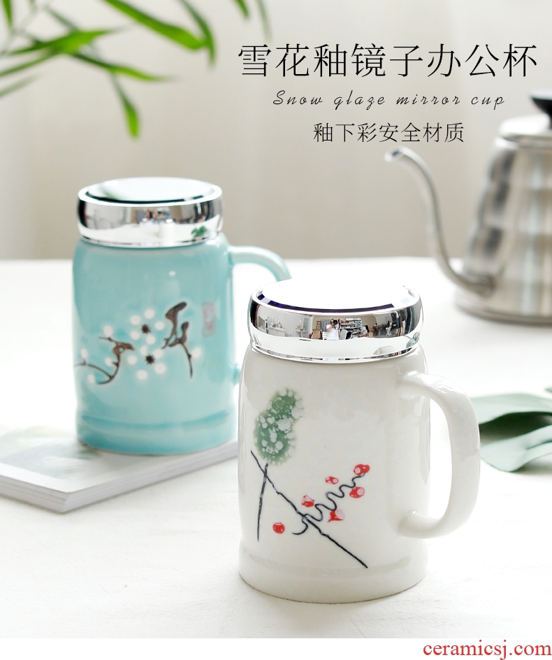 Ceramic drinking cup with cover mug creative contracted large Japanese Nordic office keep-warm glass cup