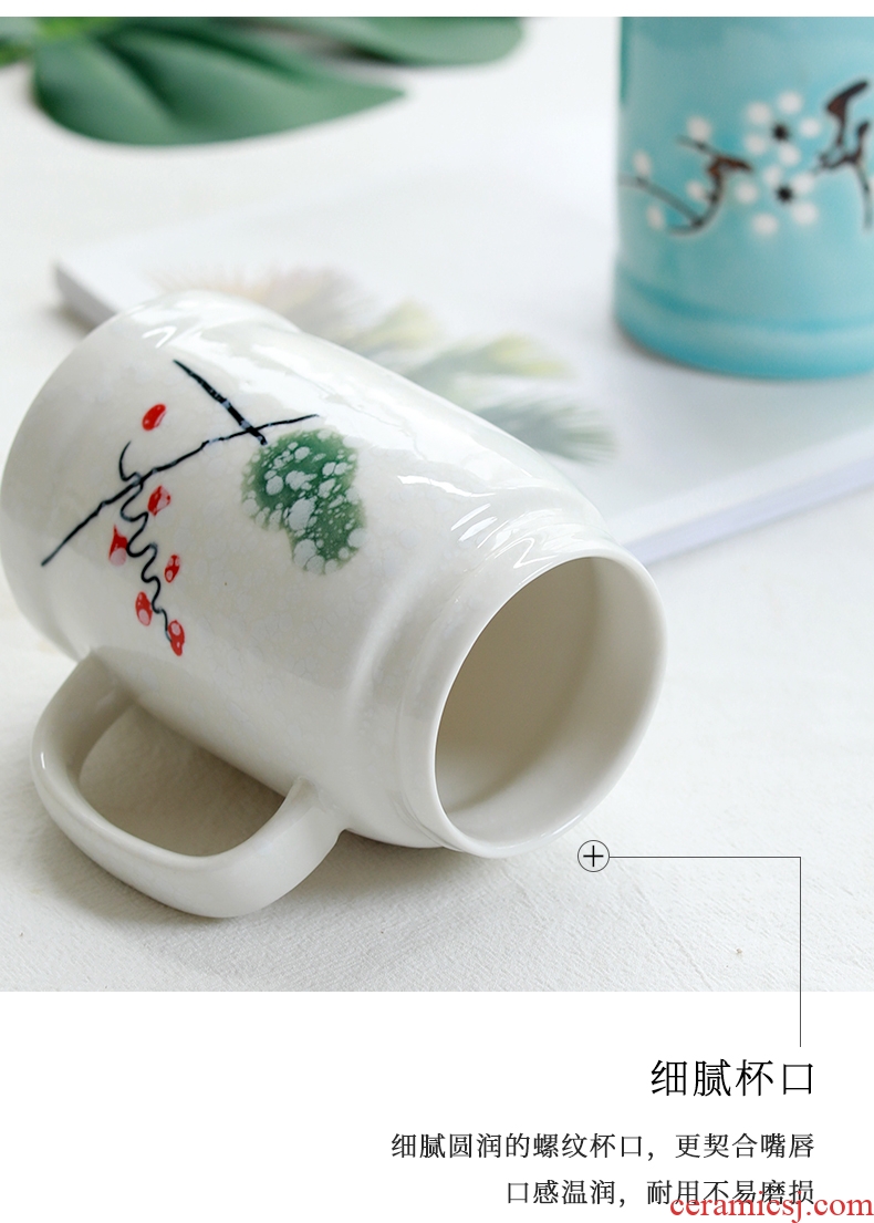 Ceramic drinking cup with cover mug creative contracted large Japanese Nordic office keep-warm glass cup