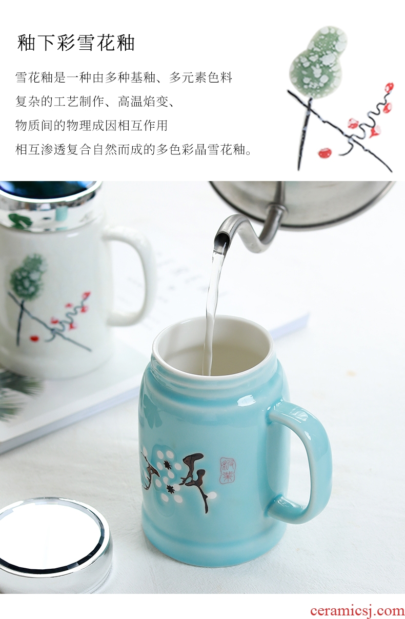 Ceramic drinking cup with cover mug creative contracted large Japanese Nordic office keep-warm glass cup