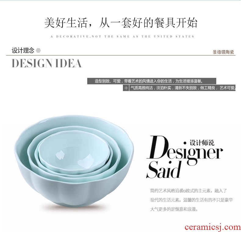 Jingdezhen ceramic contracted Nordic household bowl of rice bowls a single creative disc set tableware personality pumpkin soup bowl