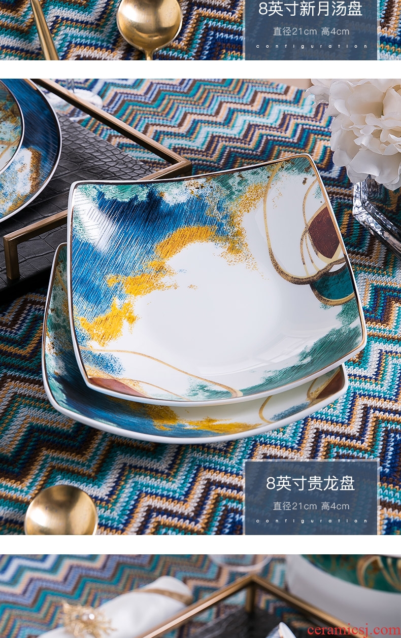 Bone China tableware Nordic upscale gift dishes chopsticks combination jingdezhen ceramic dishes suit American household