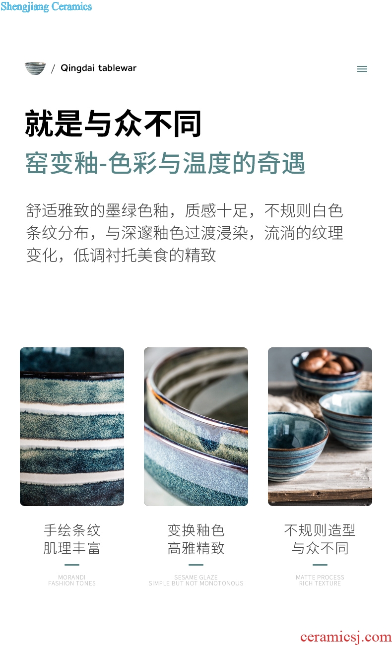 Million jia household ceramic bowl nice rice bowls Japanese retro soup bowl food bowl of the big yards food bowls of rainbow noodle bowl