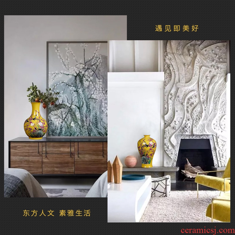 Jingdezhen ceramics hand-painted enamel vase flower arrangement sitting room process of new Chinese style household act the role ofing is tasted porch place