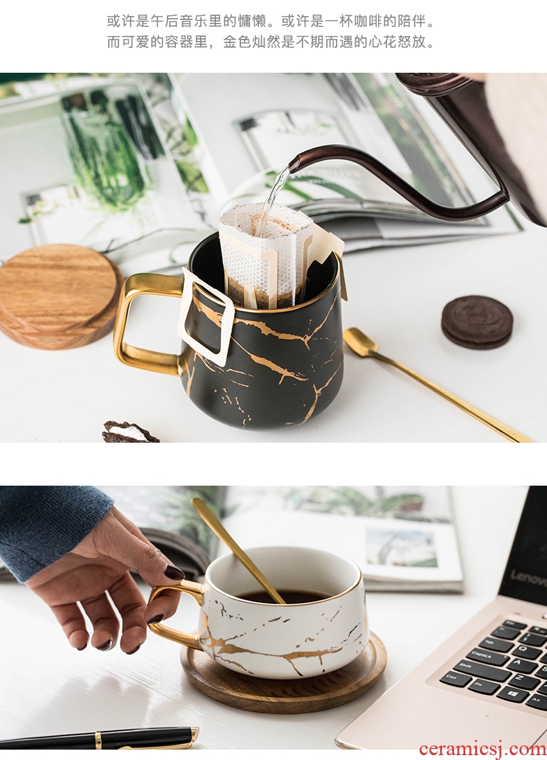 Ceramic mug small european-style luxury coffee cup contracted drink cup men's and women's creative household couples cups and saucers