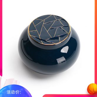 Mr | ji nan shan blue circular caddy ceramic kung fu tea set parts sealed cans travel mini tea warehouse