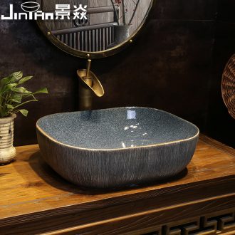 JingYan wood carving art stage basin rectangle ceramic lavatory Chinese style restoring ancient ways of archaize on the sink