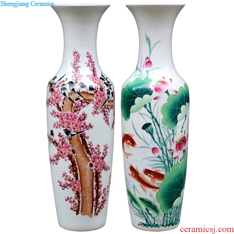 Jingdezhen porcelain lotus fish contracted and contemporary sitting room ground vase household study office decoration bottles