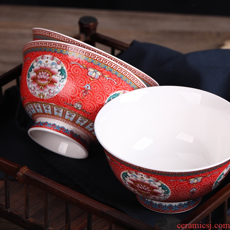 Jingdezhen ceramic gifts prevent hot tall bowl bone porcelain antique Chinese big bowls of rice bowls noodles in soup bowl bowl of soup bowl