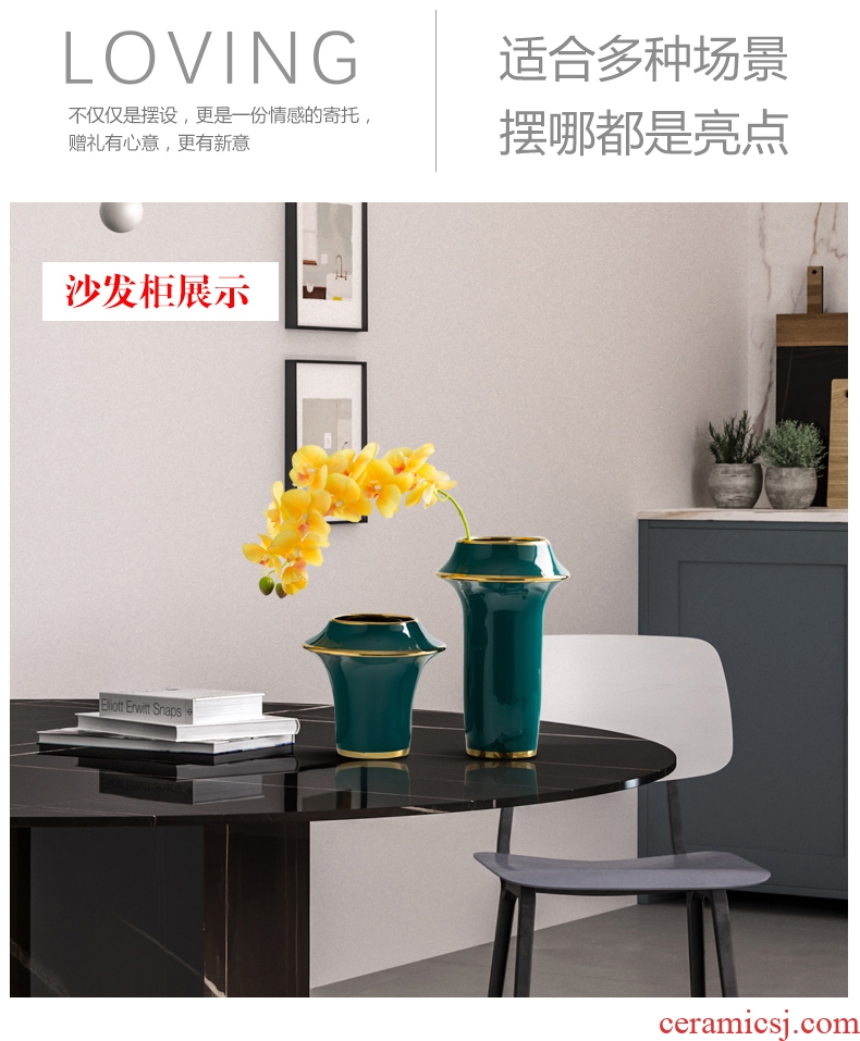 TV ark place adornment lucky bamboo flower arranging mesa of jingdezhen chinaware big vase continental dried flowers in the living room