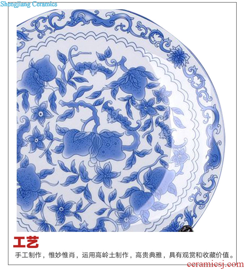 The sitting room of Chinese style household art of jingdezhen ceramics plate QingHuaPan craft supplies creative gifts furnishing articles