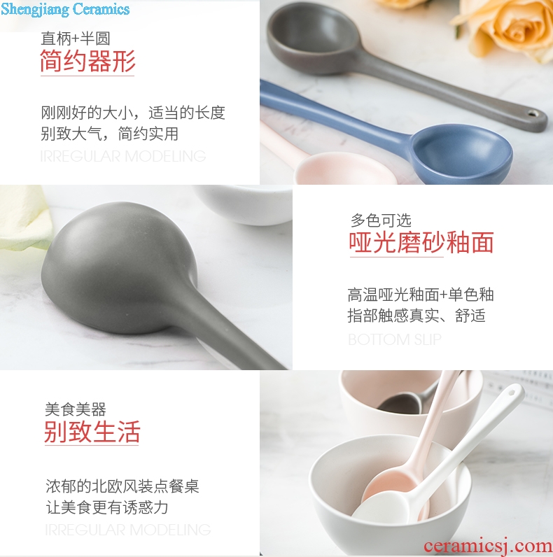 Northern wind ceramic spoon creative cute little spoon household spoon scoop ice cream dessert spoon baby food