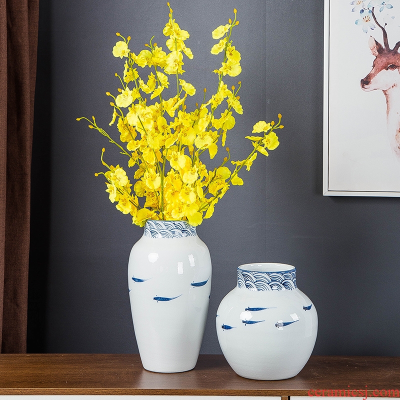 Jingdezhen modern household adornment new Chinese TV ark ceramic vase the sitting room porch creative furnishing articles