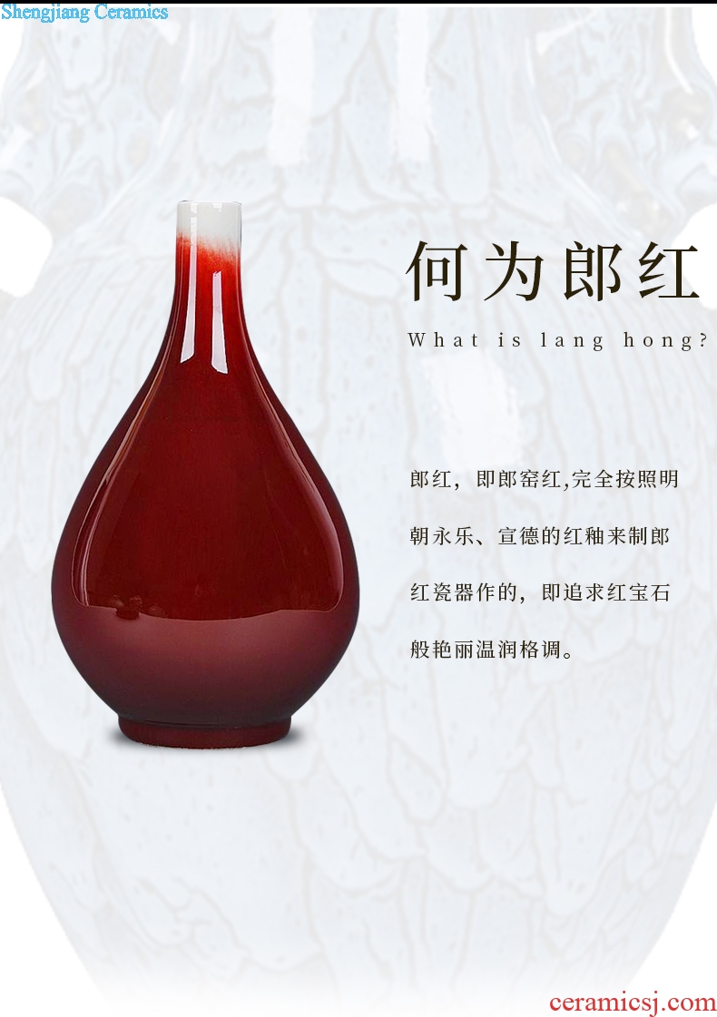 Ruby red vase of jingdezhen ceramics kiln ceramic bottle household decorates sitting room classical handicraft furnishing articles gifts