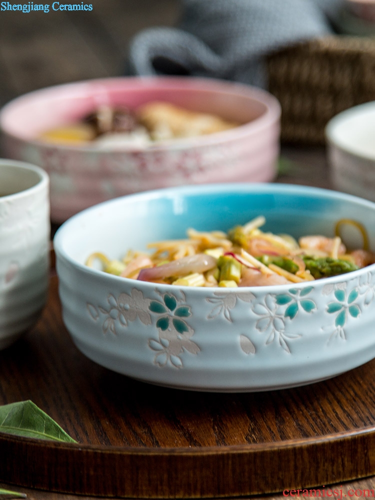 Million fine ceramics la rainbow noodle bowl Japanese noodles bowl of soup bowl dish bowl of salad bowl bowl students rainbow noodle bowl household tableware
