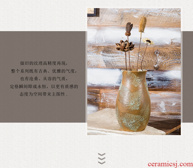 Manual ceramic vase flowerpot restoring ancient ways is the sitting room of Chinese style household desktop furnishing articles dried flowers flower arrangement contemporary and contracted floral organ