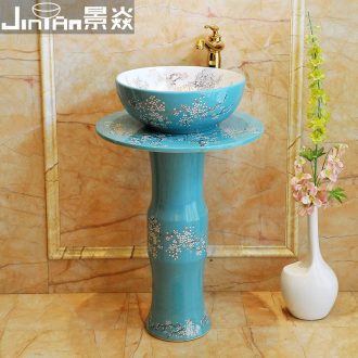 JingYanZhu type column type vertical lavatory sink art ceramic basin floor integrated basin to post