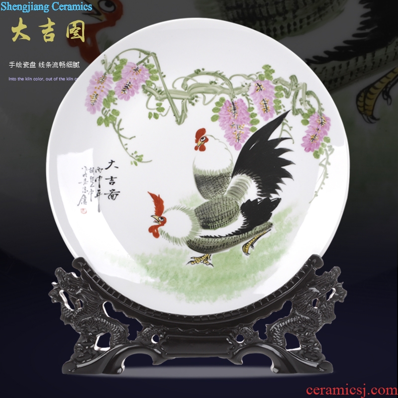 Jingdezhen ceramics Chinese hand-painted art hanging dish plate decoration plate home sitting room porch handicraft furnishing articles