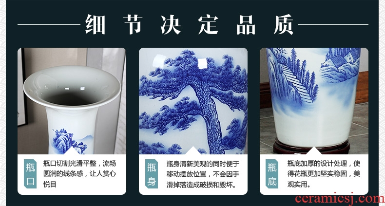 Jingdezhen ceramics of large blue and white porcelain vase, flower arrangement of Chinese style living room office decoration place hotel