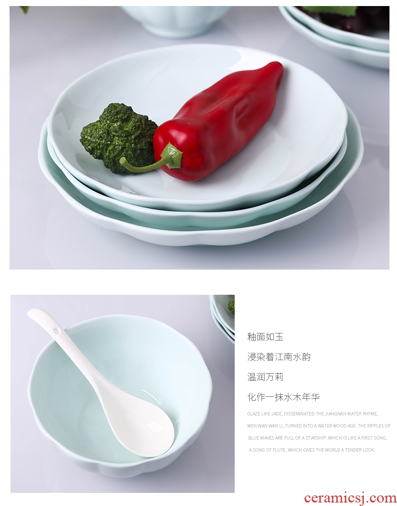 The dishes suit 10 people eating bread and butter plate with jingdezhen ceramics tableware chopsticks bone porcelain Japanese noodles soup bowl