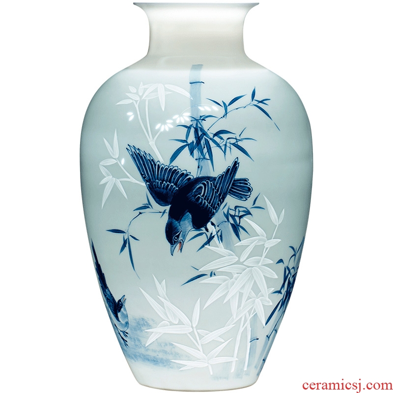 Hand blue and white porcelain vases, famous master of jingdezhen ceramics decoration of Chinese style home sitting room adornment is placed