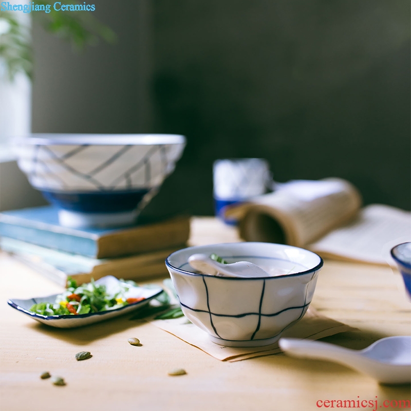 Ijarl japanese-style tableware of pottery and porcelain bowl of soup bowl rainbow noodle bowl salad creative noodles large rainbow noodle bowl household jobs