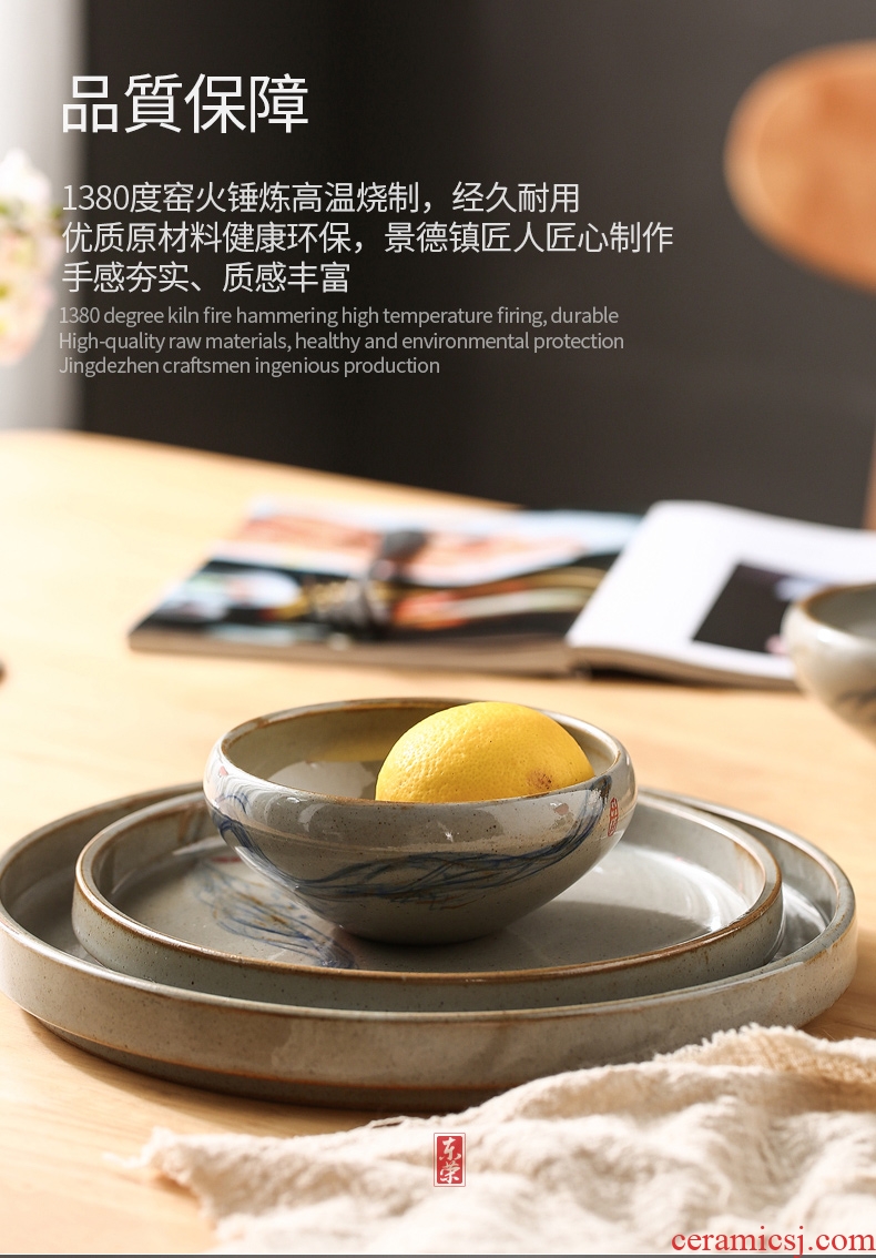 Creative household ceramic bowl dessert bowl of Japanese tableware retro bowl of steamed egg sauce dish dish personality porringer food bowl