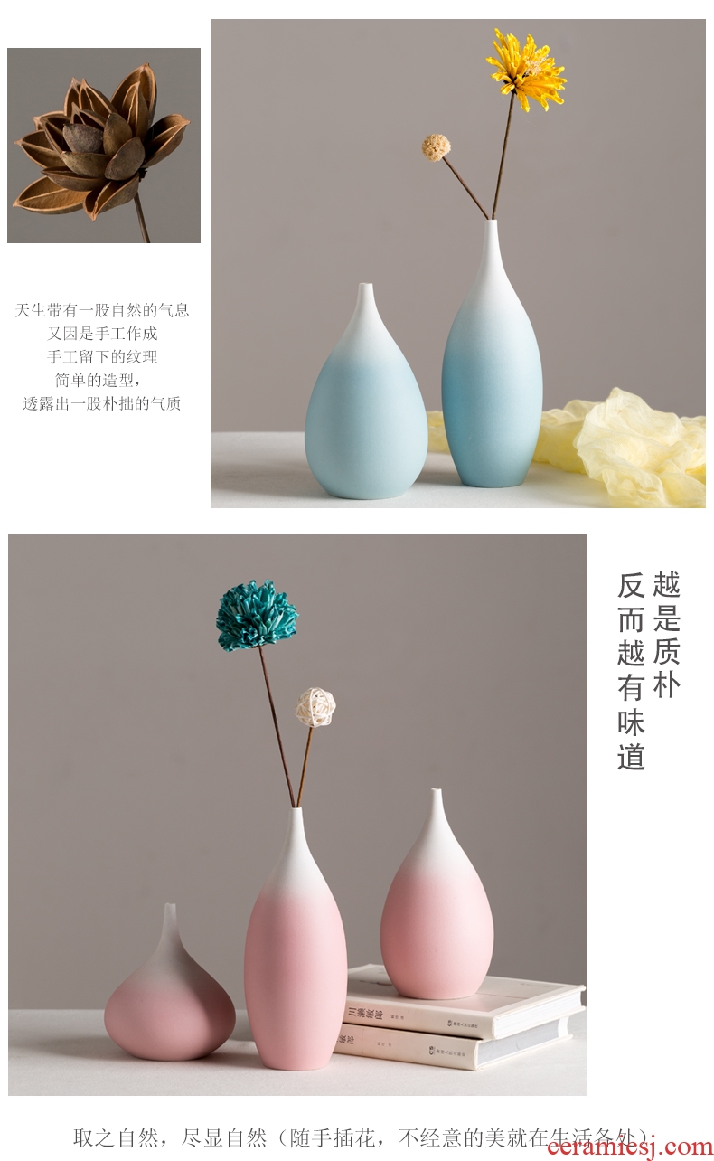 Vase furnishing articles sitting room dry flower arranging flowers small pure and fresh and ceramic home decoration ins wind Nordic sitting room adornment