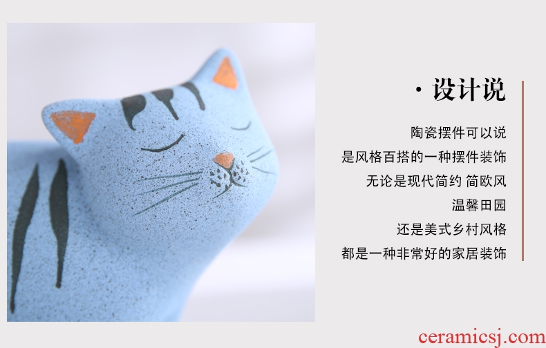 Sitting room home furnishing articles lovely ceramic pet cat adornment TV desktop decoration interior jewelry lovers gift