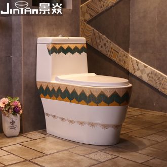 JingYan Mediterranean color art ceramic toilet european-style Nordic siphon ordinary household toilet implement