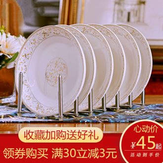 Jingdezhen ceramic six european-style household food dish 8 inches creative contracted circular food dishes dumplings plate suit
