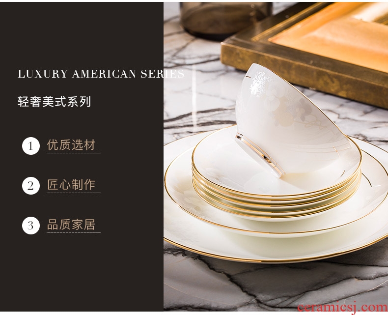 Jingdezhen ceramic tableware European dishes personality upscale luxurious dishes suit household contracted Korean family