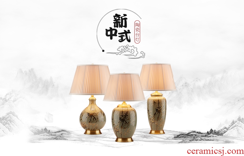 Desk lamp sitting room new Chinese American Europe type restoring ancient ways of rural atmospheric light luxury villa whole copper ceramic lamp of bedroom the head of a bed