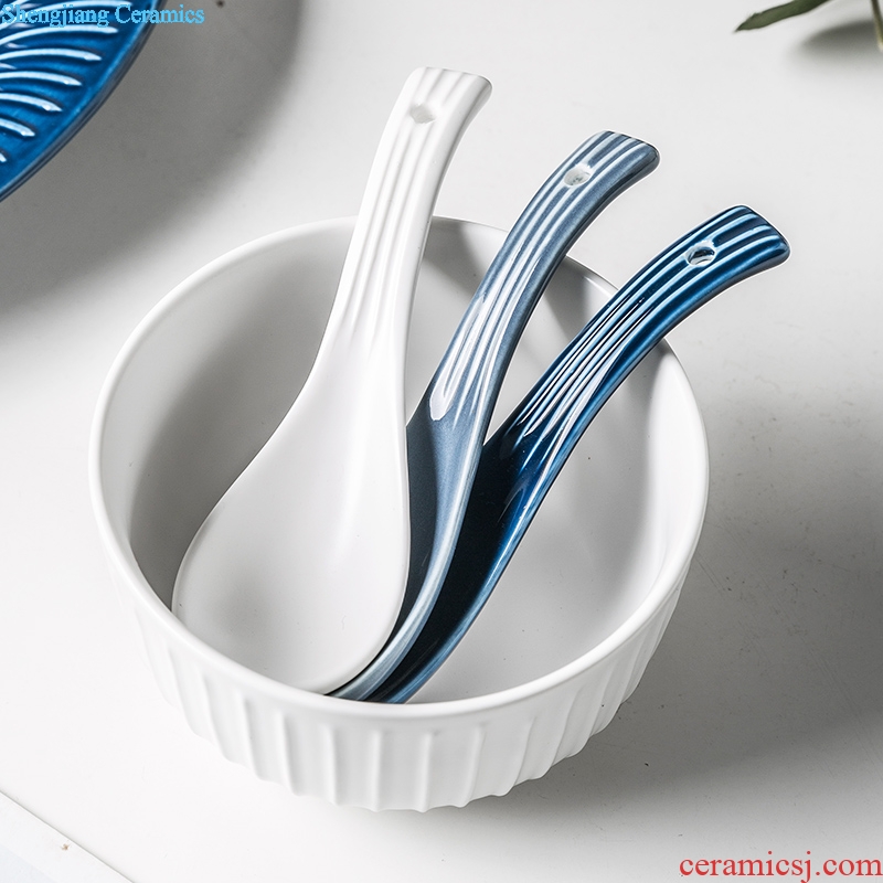 Small spoon ladle ceramic household drink soup with lovely ceramic spoon long handle ladle soup home take a spoon