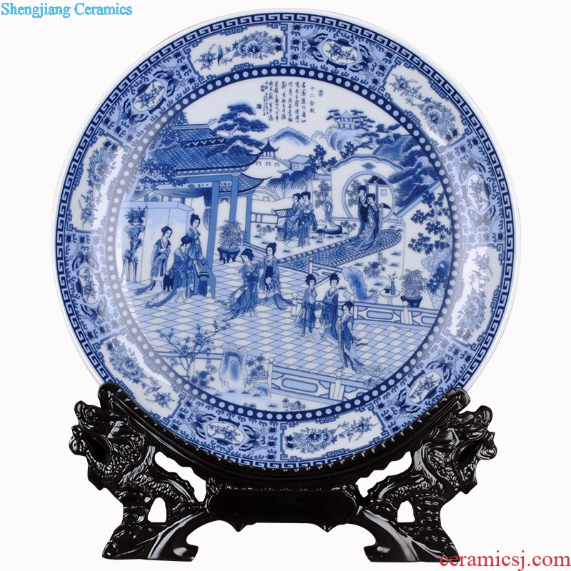 Jingdezhen ceramics new Chinese style classical figures hang dish decorative plate crafts home sitting room porch place set