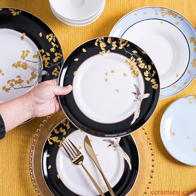 The dishes suit household combination Chinese wind ceramic tableware suit Chinese jingdezhen dishes creative simple dishes