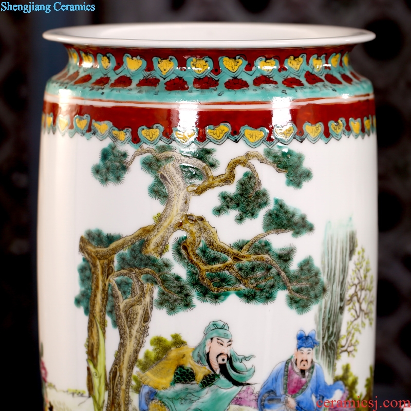 Jingdezhen ceramic hand-painted guan yu tackled receive furnishing articles home sitting room vase mesa study Chinese calligraphy and painting