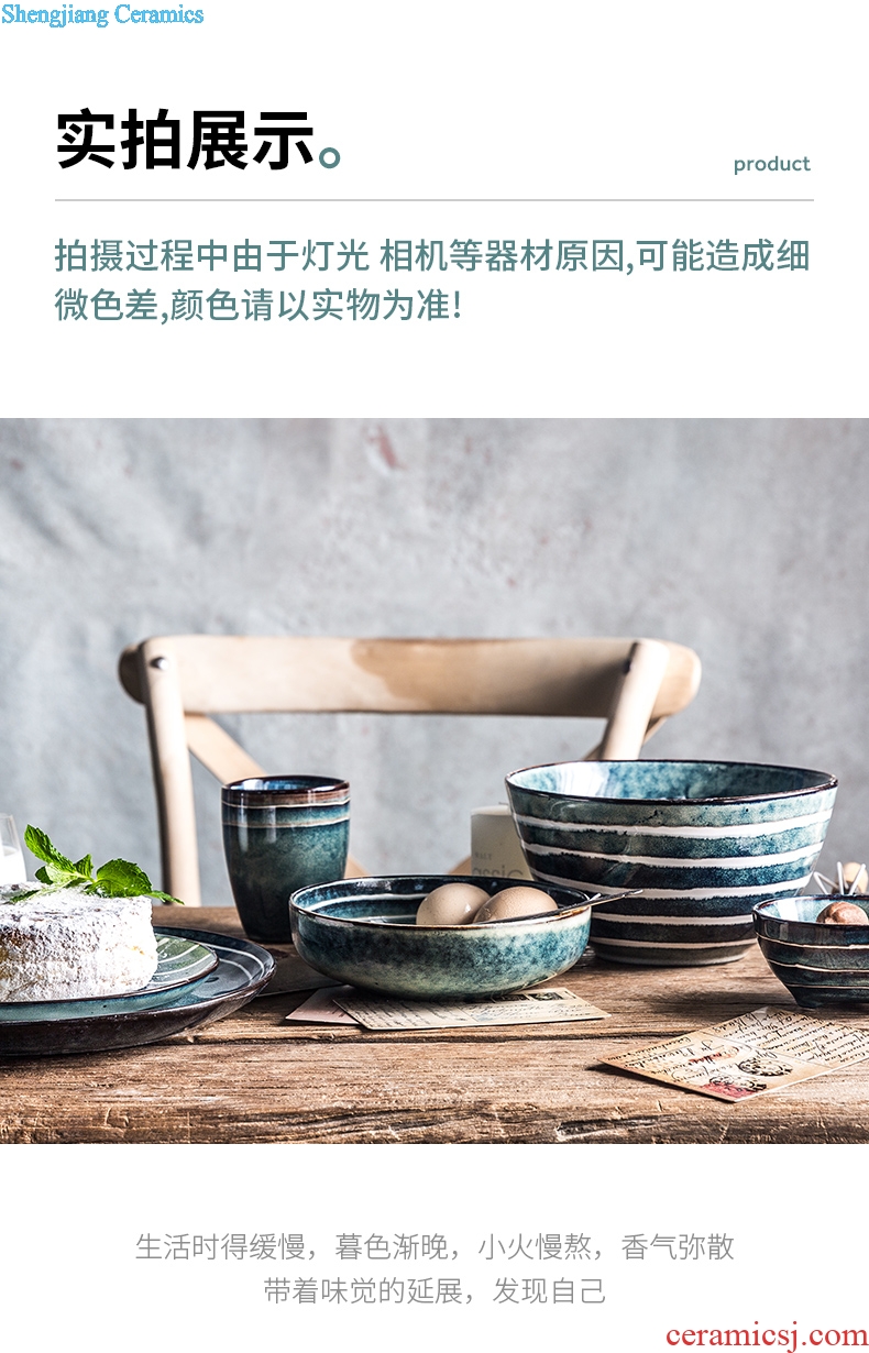 Million jia household ceramic bowl nice rice bowls Japanese retro soup bowl food bowl of the big yards food bowls of rainbow noodle bowl