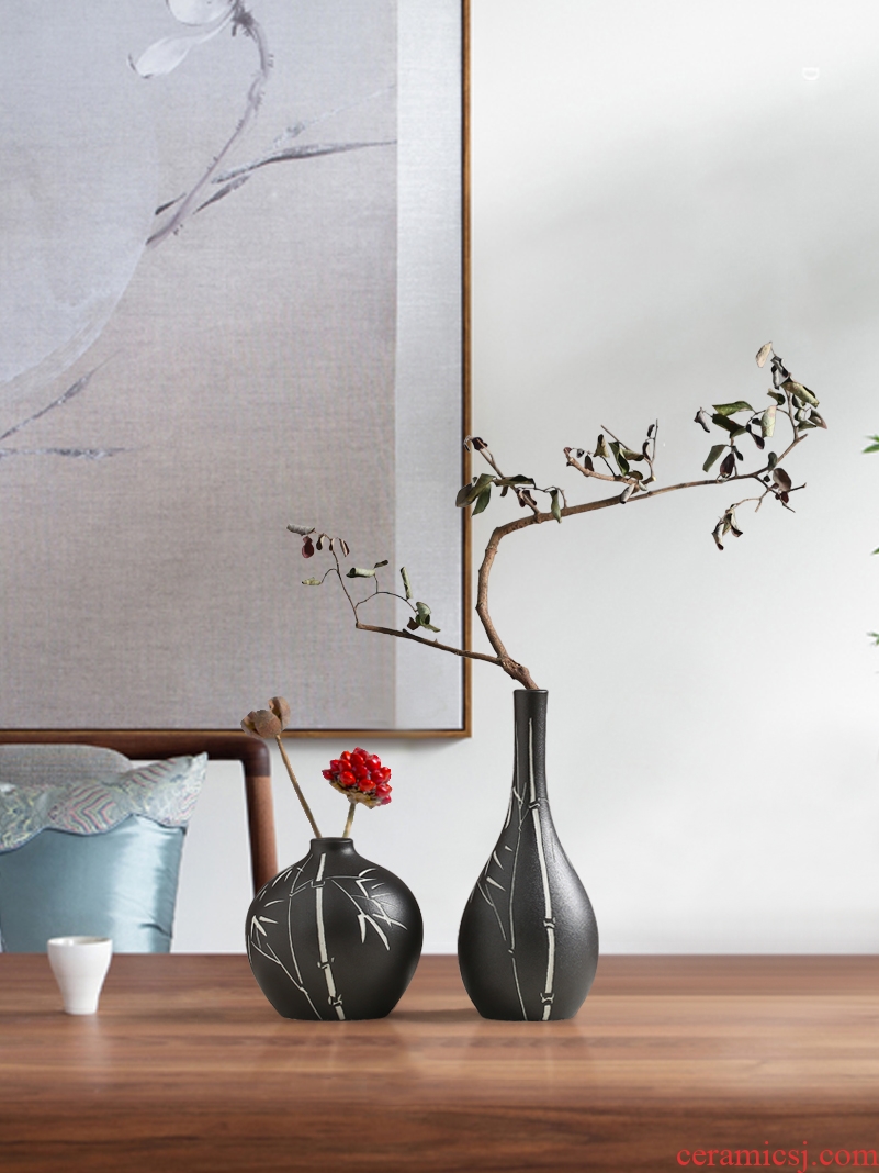Zen floret exchanger with the ceramics Chinese vase dried flowers flower arrangement place to live in the sitting room porch decoration black TV ark