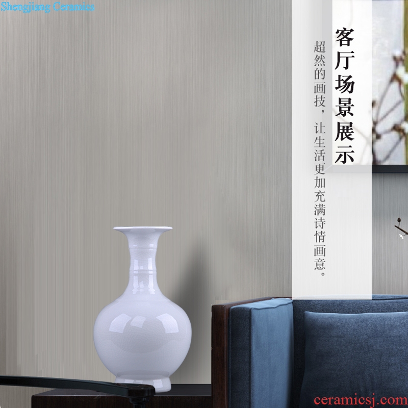 Jingdezhen porcelain ceramic vase white ice crackle borneol ceramic sitting room of Chinese style household adornment furnishing articles