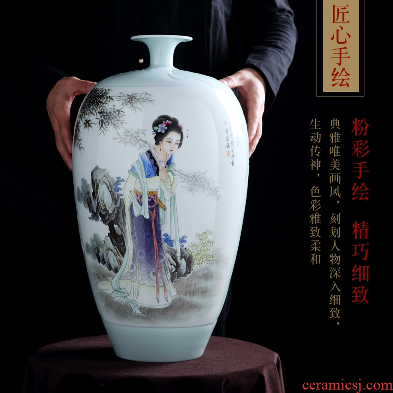 New Chinese style household hand-painted vases, the sitting room porch jingdezhen ceramics rich ancient frame decoration crafts are arranging flowers