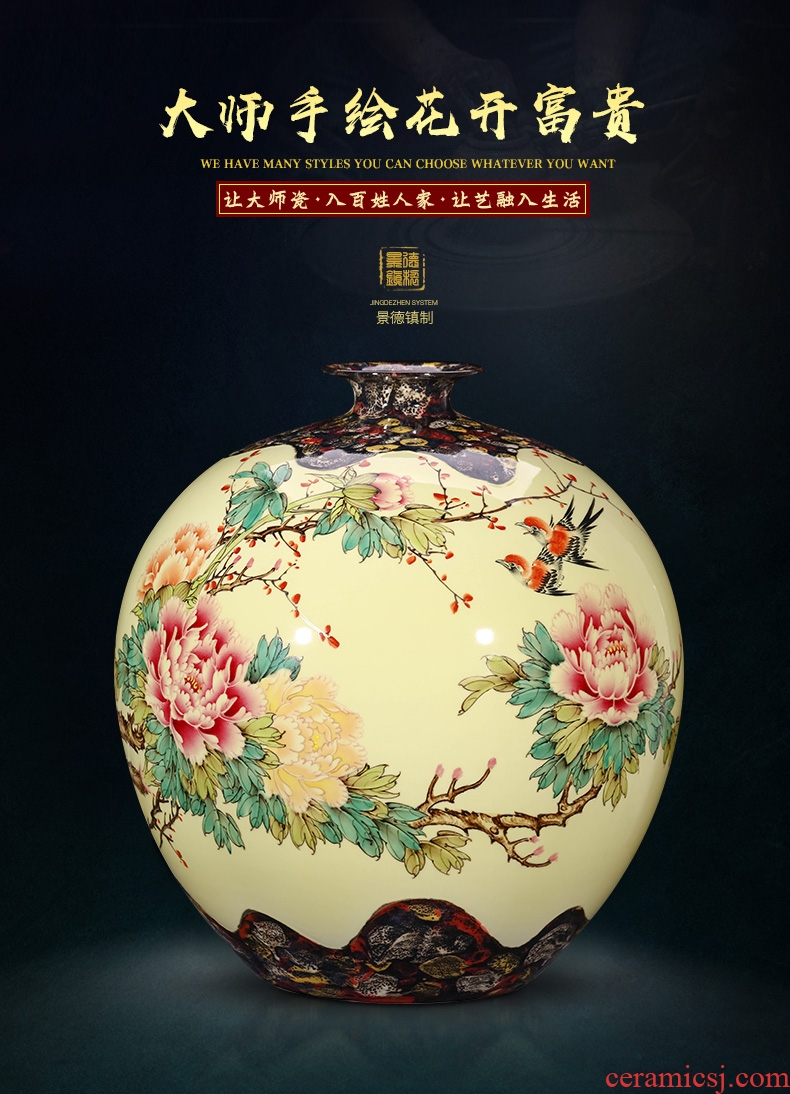 Master of jingdezhen ceramics hand-painted pastel antique vase Chinese TV ark adornment is placed large living room