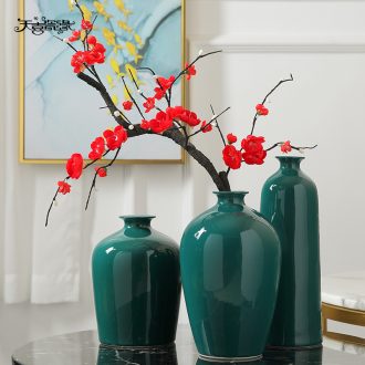 New Chinese jingdezhen ceramic vase furnishing articles sitting room simulation flower flower soft adornment green porcelain furnishings