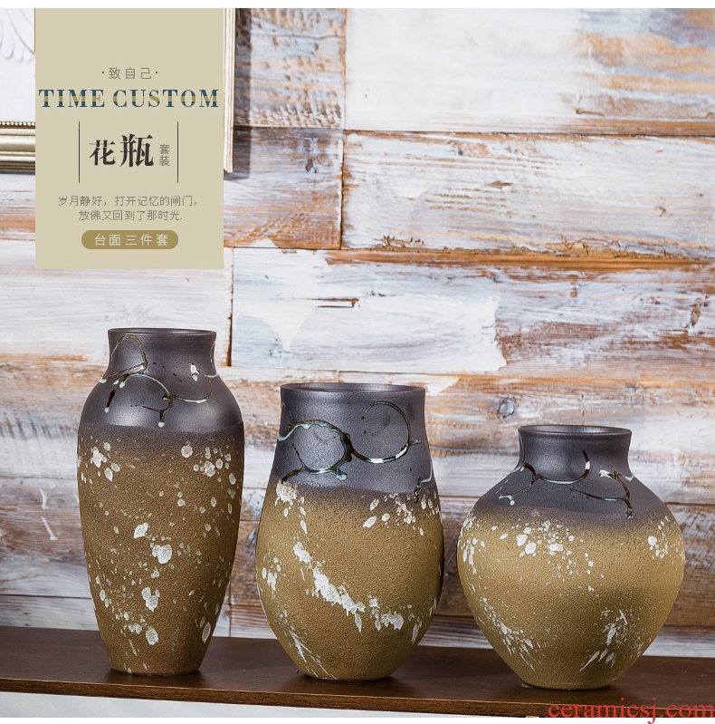 Jingdezhen ceramic vase furnishing articles dried flower flower implement contemporary and contracted household sitting room adornment table dry flower arrangement to restore ancient ways